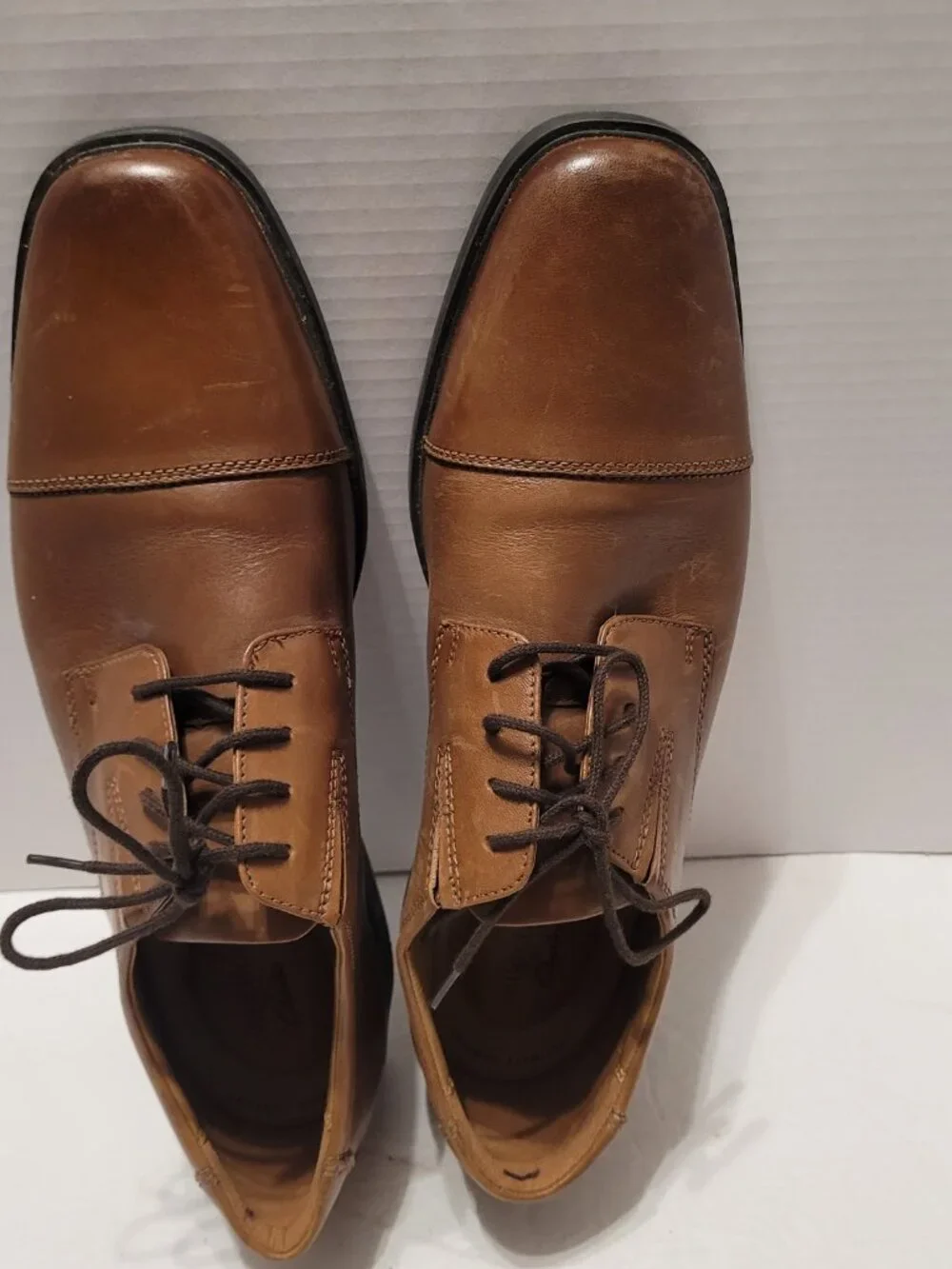 Clarks Collection Men's Brown Leather Cap Toe Oxford Dress Shoes US 10 M